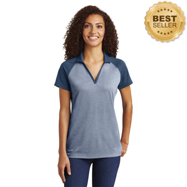 Ladies RacerMesh Raglan Heather Block Polo Thumbnail