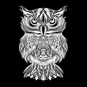Tribal Owl 1(White) - Women's Premium Cotton T-Shirt Design
