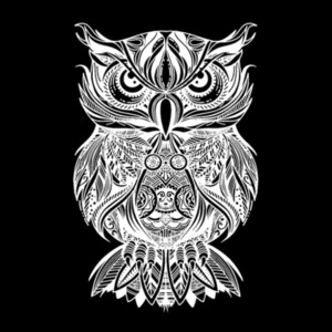 Tribal Owl 1(White) - Unisex Premium Cotton Long Sleeve T-Shirt Design