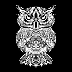 Tribal Owl 1(White) - Unisex Premium Fleece Crew Sweatshirt Design