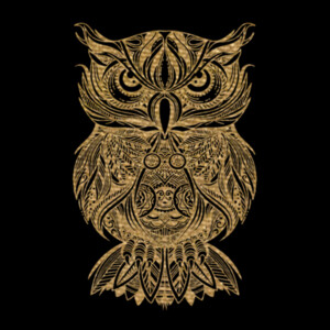 Tribal Owl Vegas (Gold) - Unisex Premium Cotton Long Sleeve T-Shirt Design