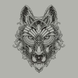 Tribal Wolf (Black) - Unisex Premium Cotton T-Shirt Design