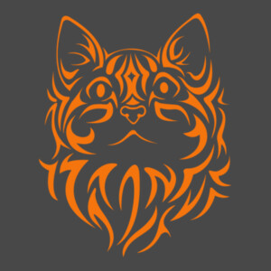 Tribal Cat 1 (Orange) - Unisex Premium Cotton T-Shirt Design