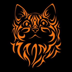 Tribal Cat 1 (Orange) - Women's Premium Cotton T-Shirt Design