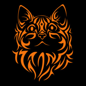 Tribal Cat 1 (Orange) - Unisex Premium Cotton Long Sleeve T-Shirt Design