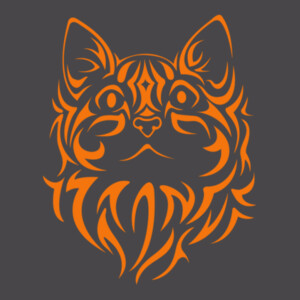Tribal Cat 1 (Orange) - Youth Premium Cotton T-Shirt Design