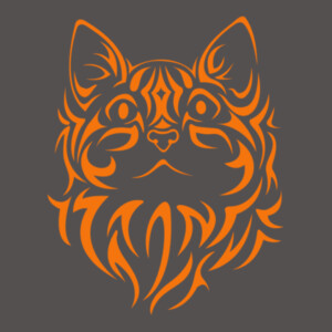 Tribal Cat 1 (Orange) - Women's Premium Cotton Slim Fit T-SHirt Design