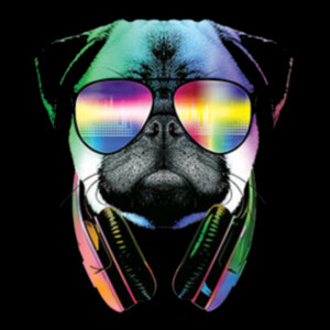 Neon Pug DJ - Women's Premium Cotton T-Shirt Design