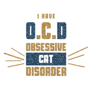 Obsessive Cat Disorder Metallic Gold Navy - Unisex Premium Cotton T-Shirt Design