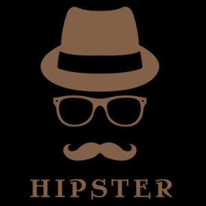 Hipster Head With Hat Brown - Unisex Premium Cotton T-Shirt Design