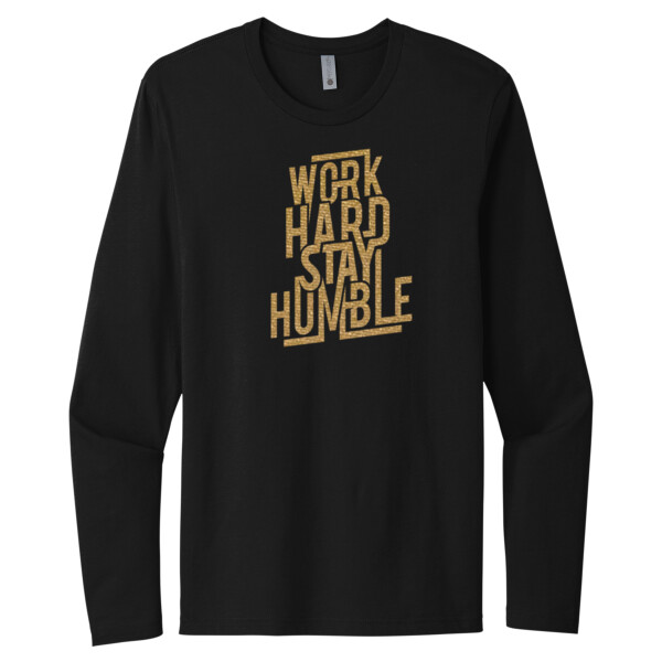 Work Hard Stay Humble (Gold) - Unisex Premium Cotton Long Sleeve T-Shirt Thumbnail