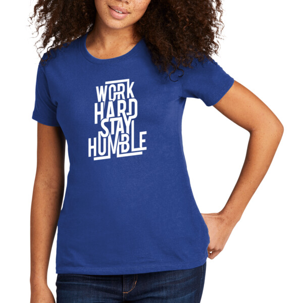 Work Hard Stay Humble (White) - Women's Premium Cotton T-Shirt Thumbnail