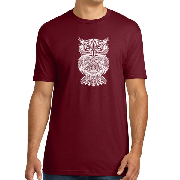 Tribal Owl 1(White) - Unisex Premium Cotton T-Shirt Thumbnail