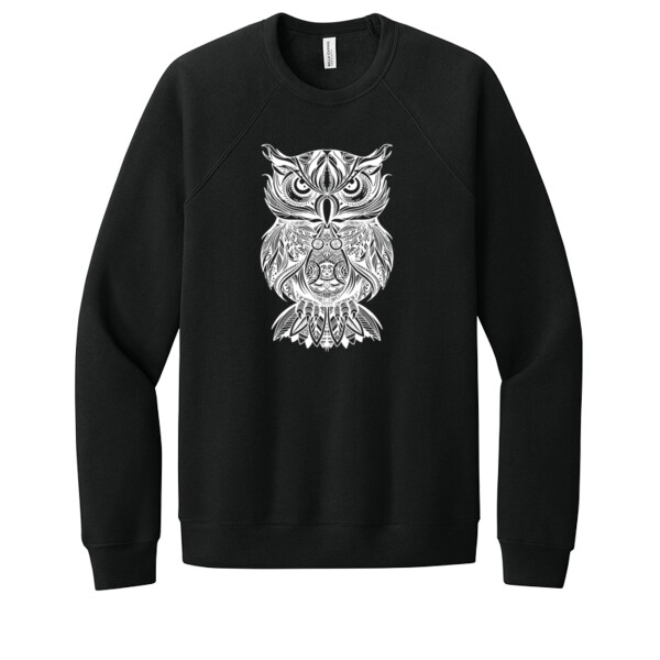 Tribal Owl 1(White) - Unisex Premium Fleece Crew Sweatshirt Thumbnail