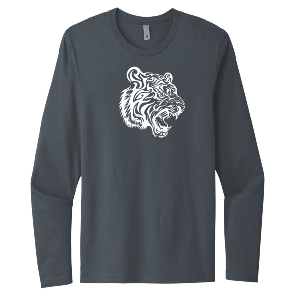 Tiger Face (White) - Unisex Premium Cotton Long Sleeve T-Shirt Thumbnail
