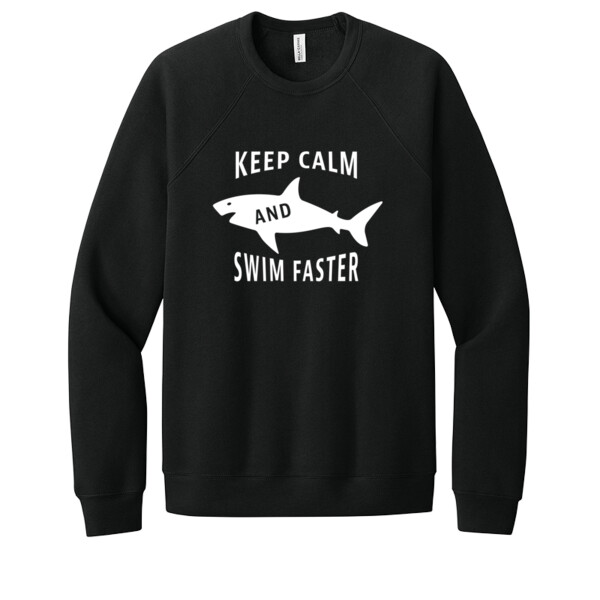 Keep Calm and Swim Faster 1 (White) - Unisex Premium Fleece Crew Sweatshirt Thumbnail