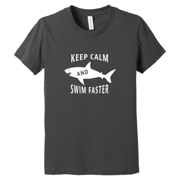 Keep Calm and Swim Faster 1 (White) - Youth Premium Cotton T-Shirt Thumbnail