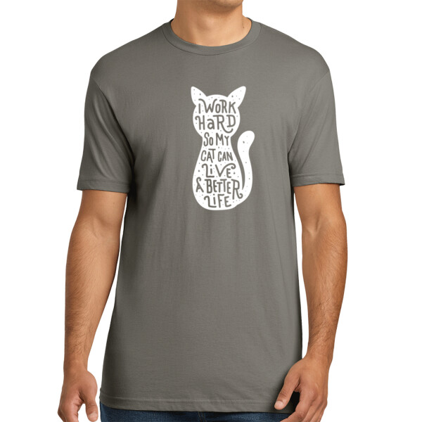 I Work Hard For My Cat 1 (White) - Unisex Premium Cotton T-Shirt Thumbnail