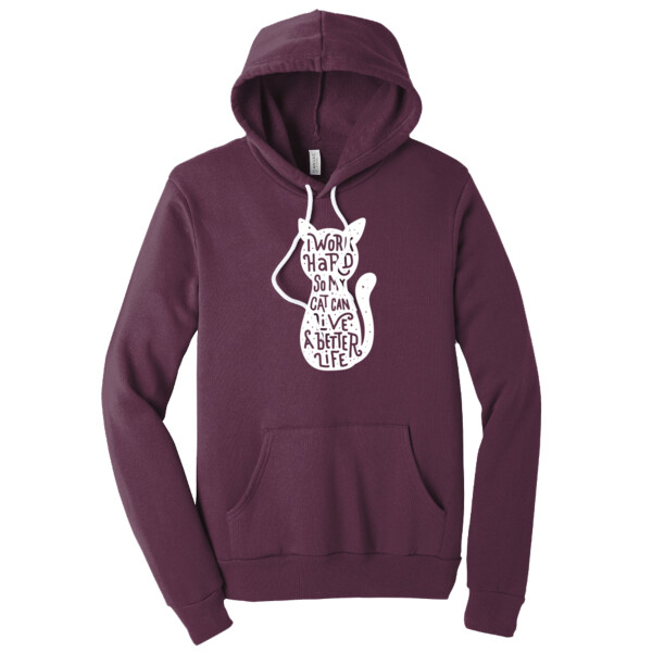 I Work Hard For My Cat 1 (White) - Unisex Premium Fleece Pullover Hoodie Thumbnail