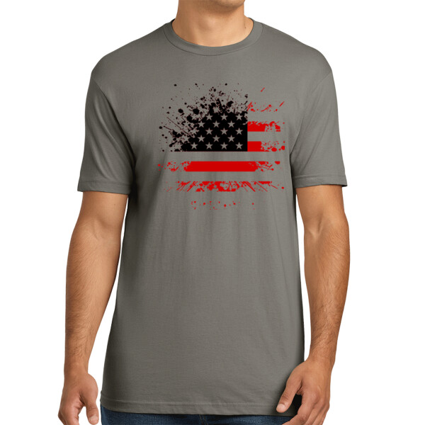 Distressed Flag Red Black - Unisex Premium Cotton T-Shirt Thumbnail