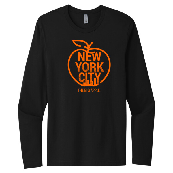 The Big Apple NYC (Orange) - Unisex Premium Cotton Long Sleeve T-Shirt Thumbnail