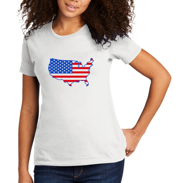 USA Map (Red Royal) - Women's Premium Cotton T-Shirt Thumbnail