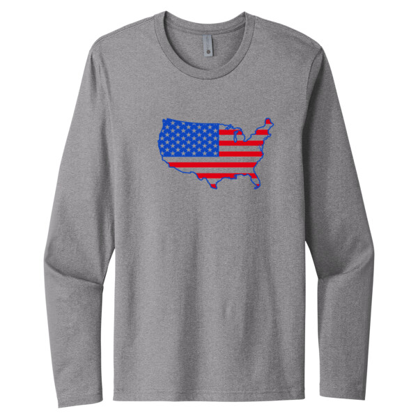 USA Map (Red Royal) - Unisex Premium Cotton Long Sleeve T-Shirt Thumbnail