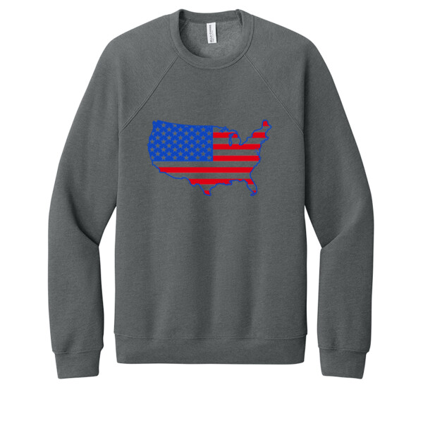 USA Map (Red Royal) - Unisex Premium Fleece Crew Sweatshirt Thumbnail