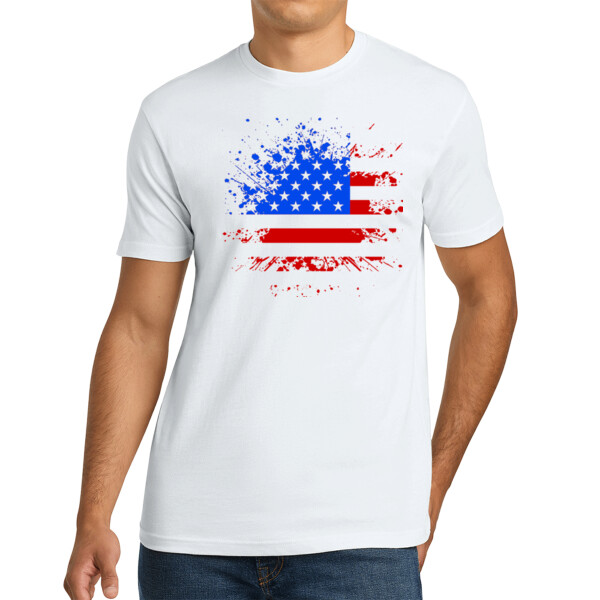 Distressed Flag (Red Royal) - Unisex Premium Cotton T-Shirt Thumbnail
