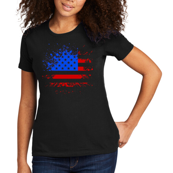 Distressed Flag (Red Royal) - Women's Premium Cotton T-Shirt Thumbnail