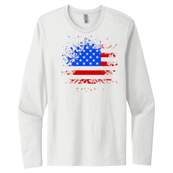 Distressed Flag (Red Royal) - Unisex Premium Cotton Long Sleeve T-Shirt Thumbnail