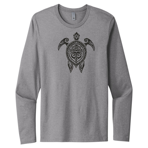 Tribal Turtle (Black) - Unisex Premium Cotton Long Sleeve T-Shirt Thumbnail