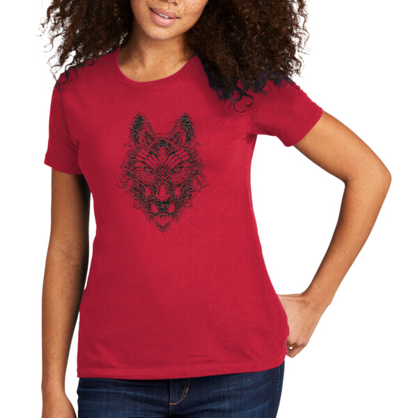 Tribal Wolf (Black) - Women's Premium Cotton T-Shirt Thumbnail