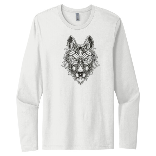 Tribal Wolf (Black) - Unisex Premium Cotton Long Sleeve T-Shirt Thumbnail