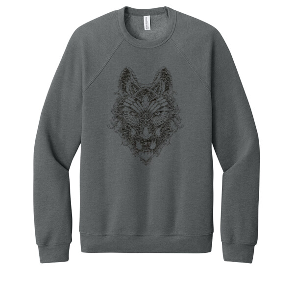 Tribal Wolf (Black) - Unisex Premium Fleece Crew Sweatshirt Thumbnail