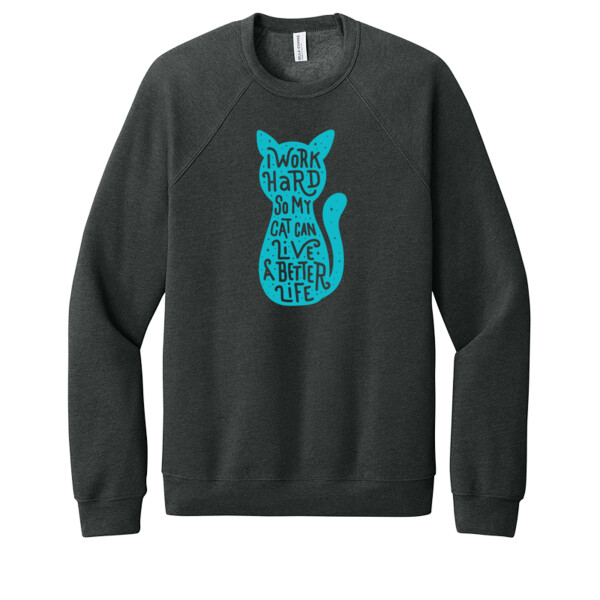 I work hard for my cat  (Aqua 1) - Unisex Premium Fleece Crew Sweatshirt Thumbnail