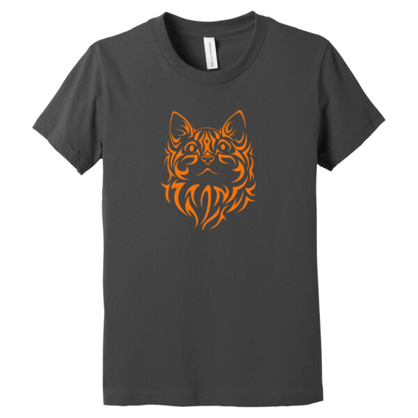 Tribal Cat 1 (Orange) - Youth Premium Cotton T-Shirt Thumbnail