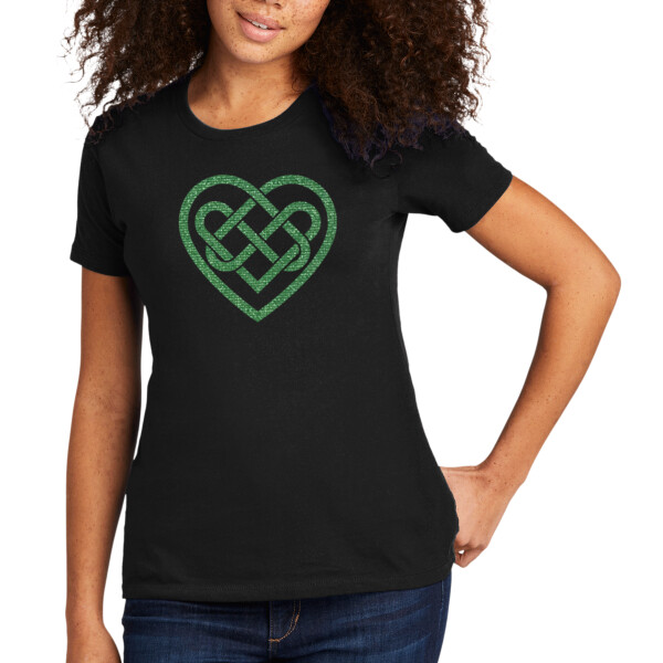 Celtic Heart (Metallic Green) - Women's Premium Cotton T-Shirt Thumbnail