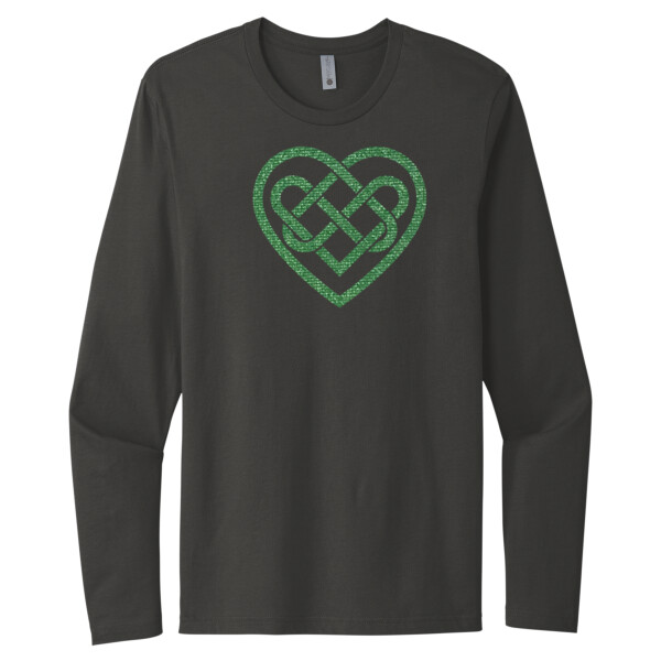 Celtic Heart (Metallic Green) - Unisex Premium Cotton Long Sleeve T-Shirt Thumbnail