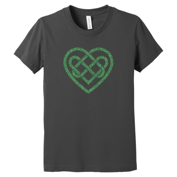 Celtic Heart (Metallic Green) - Youth Premium Cotton T-Shirt Thumbnail