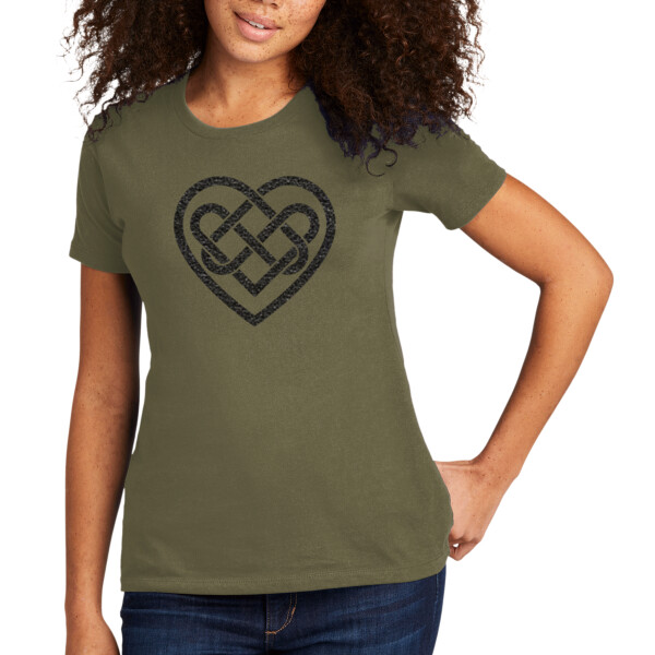 Celtic Heart 1 (Metallic Black) - Women's Premium Cotton T-Shirt Thumbnail