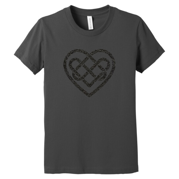 Celtic Heart 1 (Metallic Black) - Youth Premium Cotton T-Shirt Thumbnail