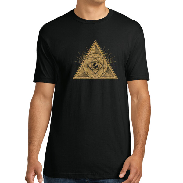 Sacred Geometry 1 (Metallic Gold)  - Unisex Premium Cotton T-Shirt Thumbnail
