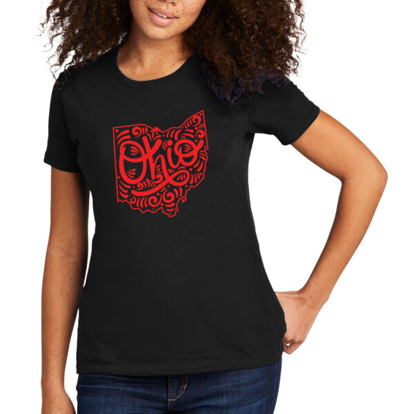 Ohio (Red) - Women's Premium Cotton T-Shirt Thumbnail