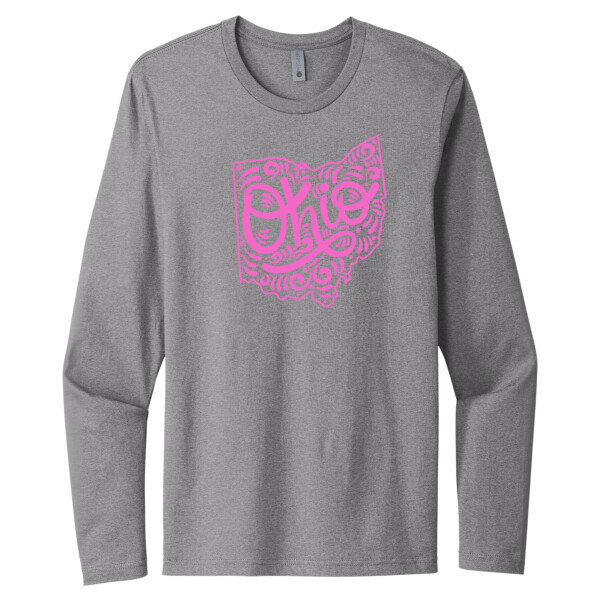 Ohio (Pink) - Unisex Premium Cotton Long Sleeve T-Shirt Thumbnail