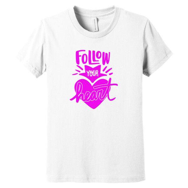 Follow Your Heart Passion (Pink) - Youth Premium Cotton T-Shirt Thumbnail