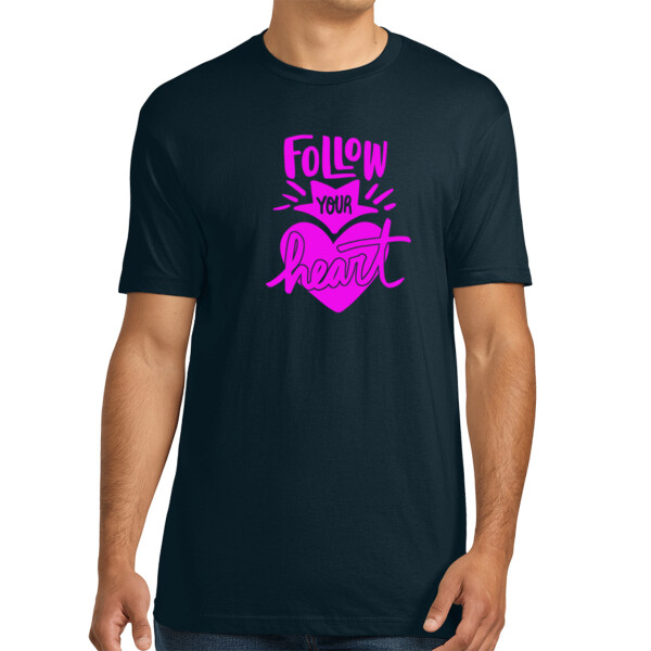 Follow Your Heart Passion (Pink) - Unisex Premium Cotton T-Shirt Thumbnail
