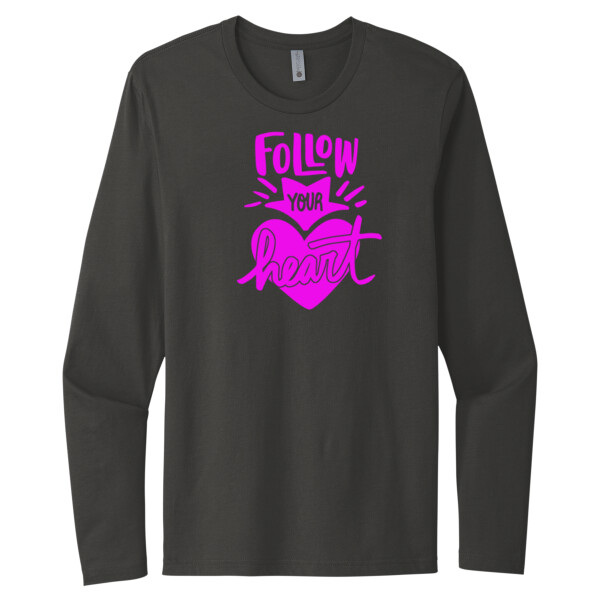 Follow Your Heart Passion (Pink) - Unisex Premium Cotton Long Sleeve T-Shirt Thumbnail