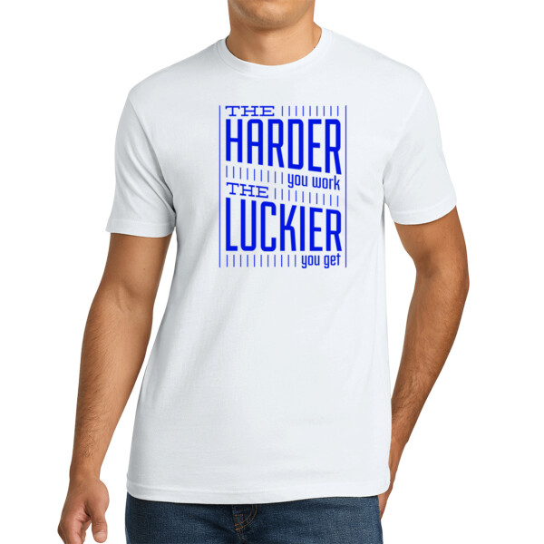 The Harder You Work The Luckier You Get (Royal) - Unisex Premium Cotton T-Shirt Thumbnail