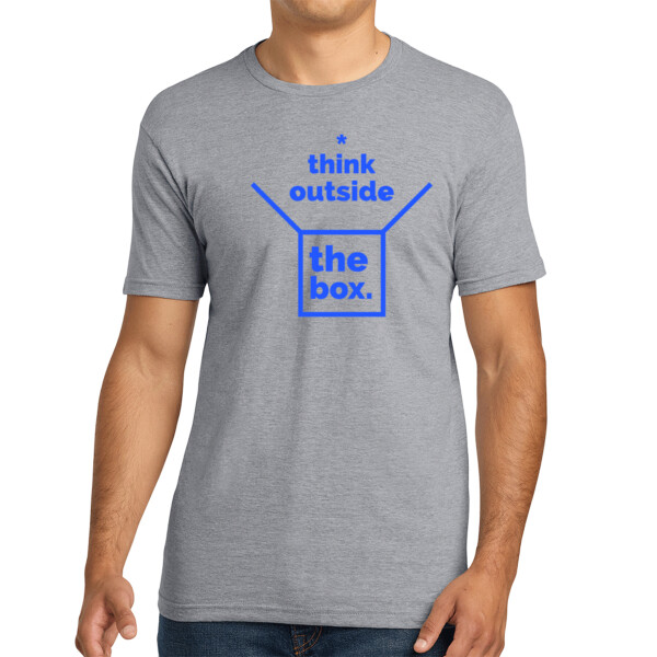 Think Outside the Box (Royal) - Unisex Premium Cotton T-Shirt Thumbnail